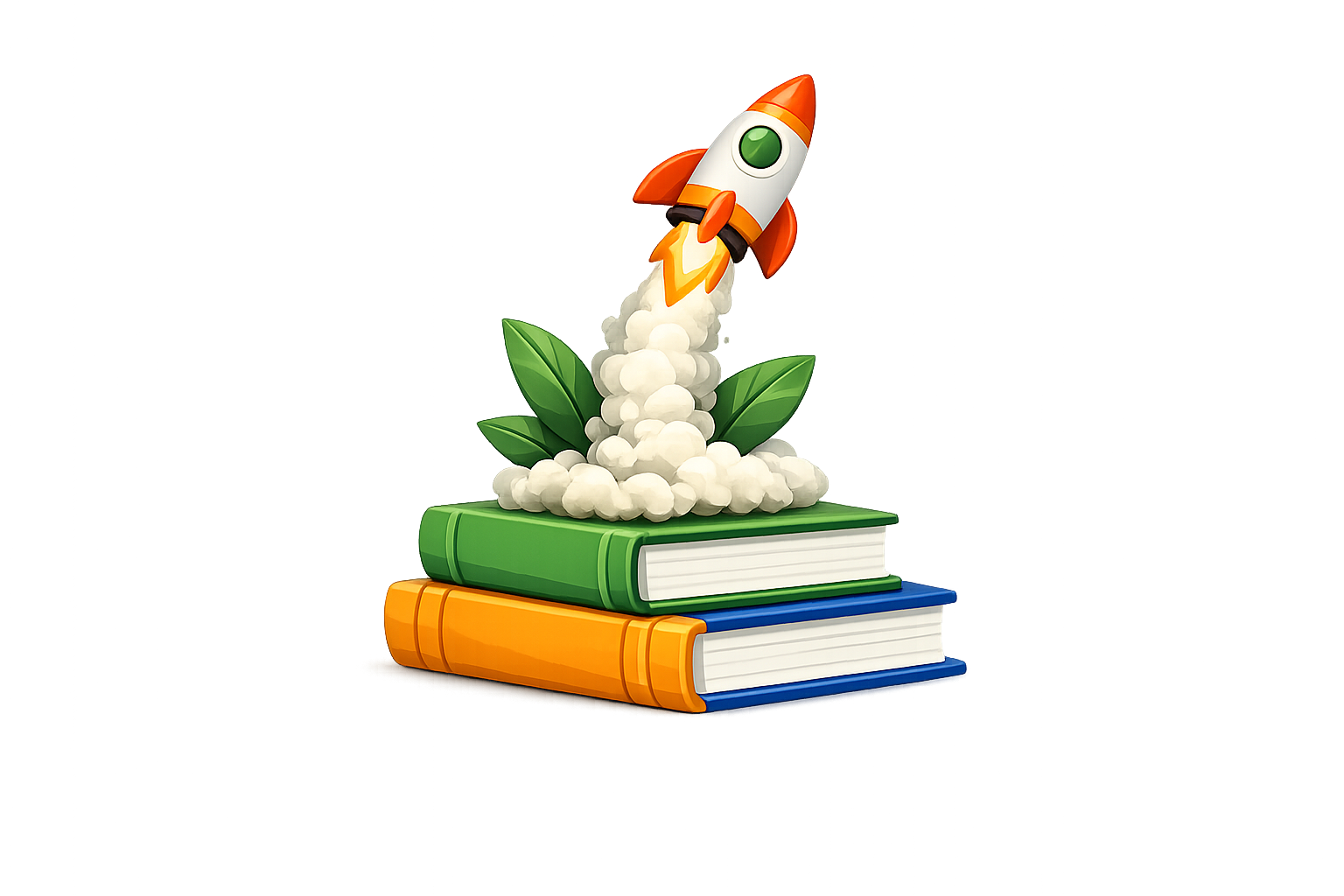 Rocket launching from a stack of books